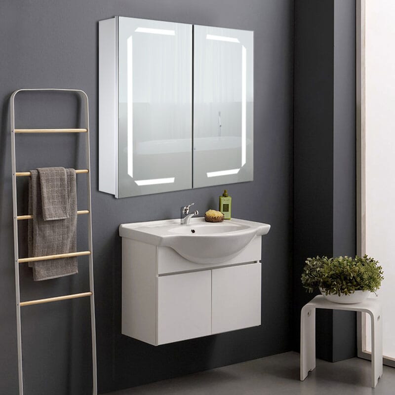 Double Door Smart LED Bathroom Mirror Cabinet with Anti Fog Bathroom Mirror Cabinets Living and Home 