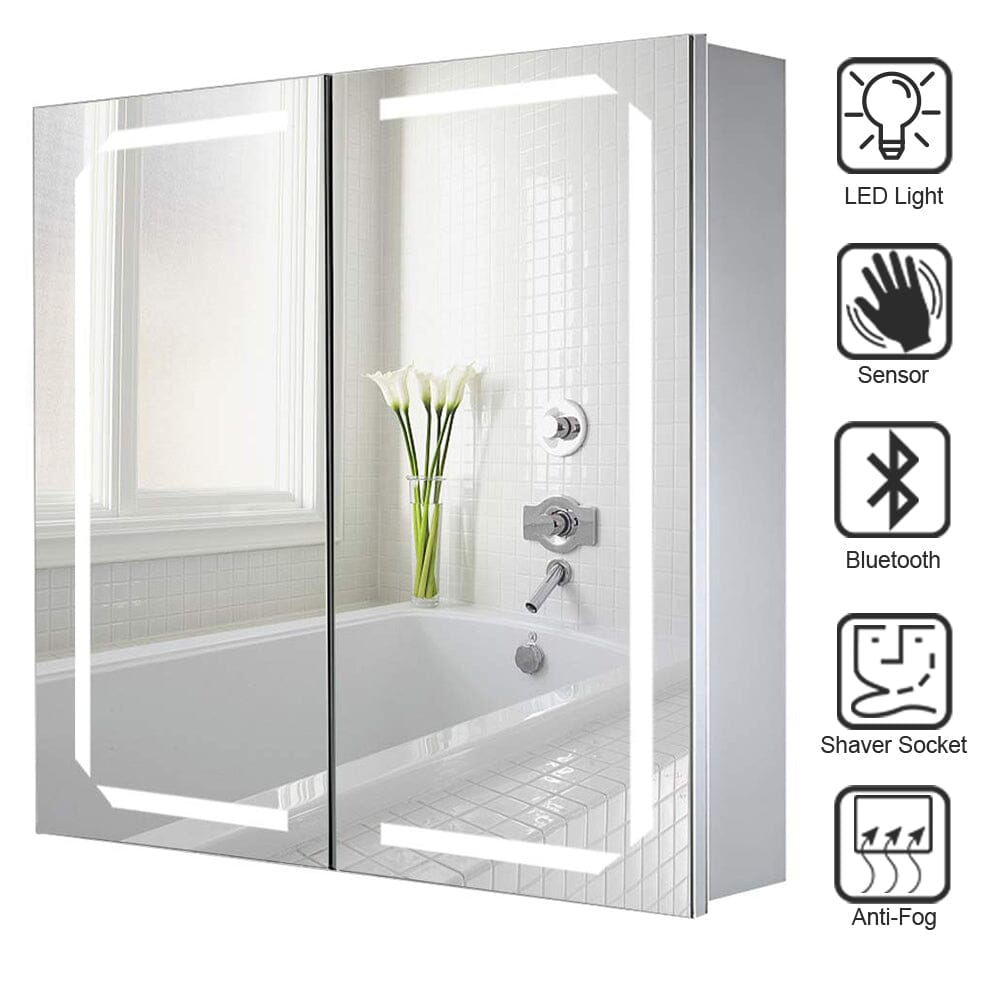 Double Door Smart LED Bathroom Mirror Cabinet with Anti Fog Bathroom Mirror Cabinets Living and Home 