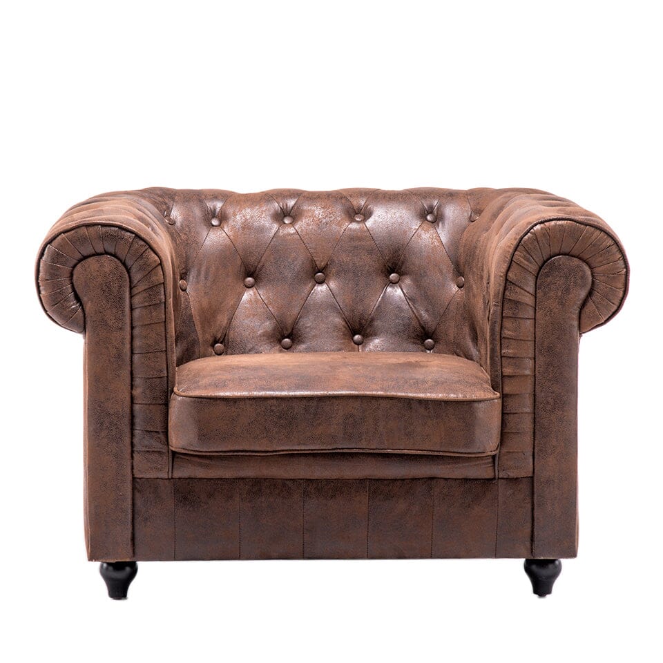 110cm Wide Retro Faux Leather Chesterfield Rolled Chair Chesterfield Chairs Living and Home 