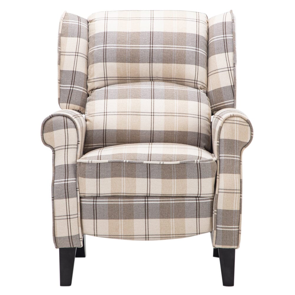 Tartan Upholstered Push Back Recliner Armchair Recliners Living and Home 