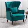 Comfortable Velvet Wingback Armchair with Cushion Wingback Chairs Living and Home Dark Green 