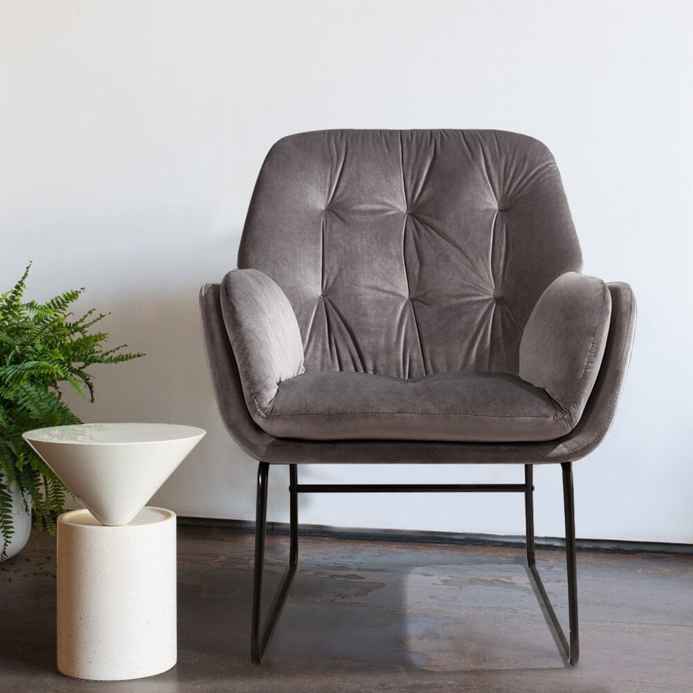 75cm Wide Faux Leather Armchair Double Layer Padded Occasional Chair Other Occasional Chairs Living and Home Grey Linen 