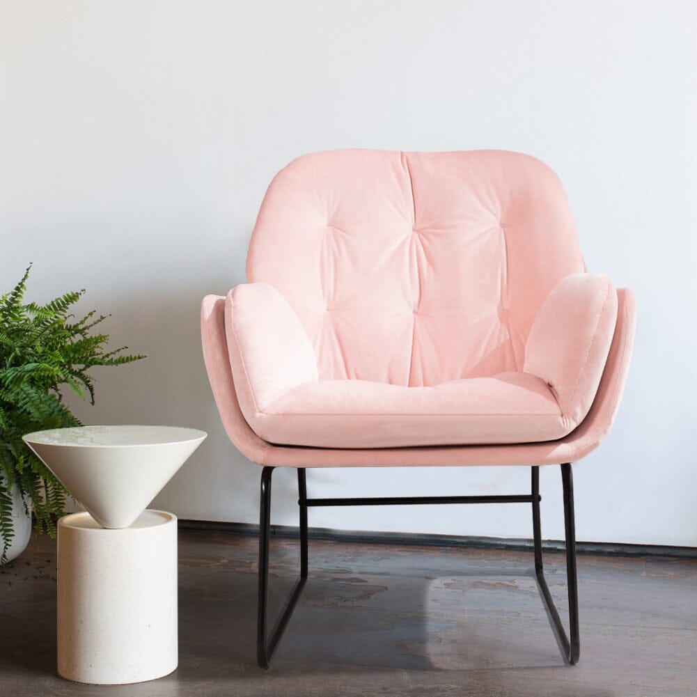 75cm Wide Faux Leather Armchair Double Layer Padded Occasional Chair Other Occasional Chairs Living and Home Light pink Linen 