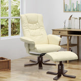 PU Leather Swivel Chair Recliner Armchair with Footstool Recliners Living and Home 