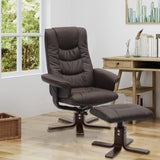 PU Leather Swivel Recliner Chair Armchair with Footstool Recliners Living and Home 