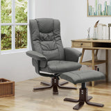 PU Leather Swivel Recliner Chair Armchair with Footstool Recliners Living and Home 