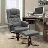 PU Leather Swivel Recliner Chair Armchair with Footstool Recliners Living and Home Grey 