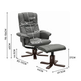 PU Leather Swivel Recliner Chair Armchair with Footstool Recliners Living and Home 