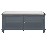 120cm Wide Wooden Shutter Door Shoe Cabinet Storage Bench Storage Footstools & Benches Living and Home 