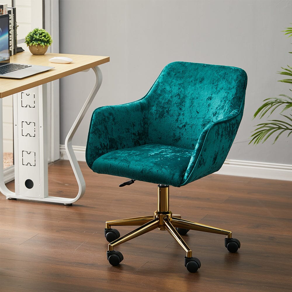 88cm Height Velvet Upholstered Home Office Swivel Task Chair with Flared Arms Home Office Chairs Living and Home 