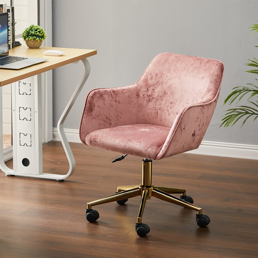 88cm Height Velvet Upholstered Home Office Swivel Task Chair with Flared Arms Home Office Chairs Living and Home 