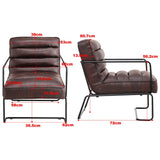 Retro Style PU leather Upholstered Armchair Metal Base Lounge Chair Lounge Chairs Living and Home 