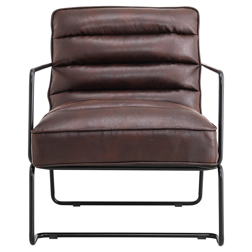 Retro Style PU leather Upholstered Armchair Metal Base Lounge Chair Lounge Chairs Living and Home 