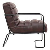 Retro Style PU leather Upholstered Armchair Metal Base Lounge Chair Lounge Chairs Living and Home 