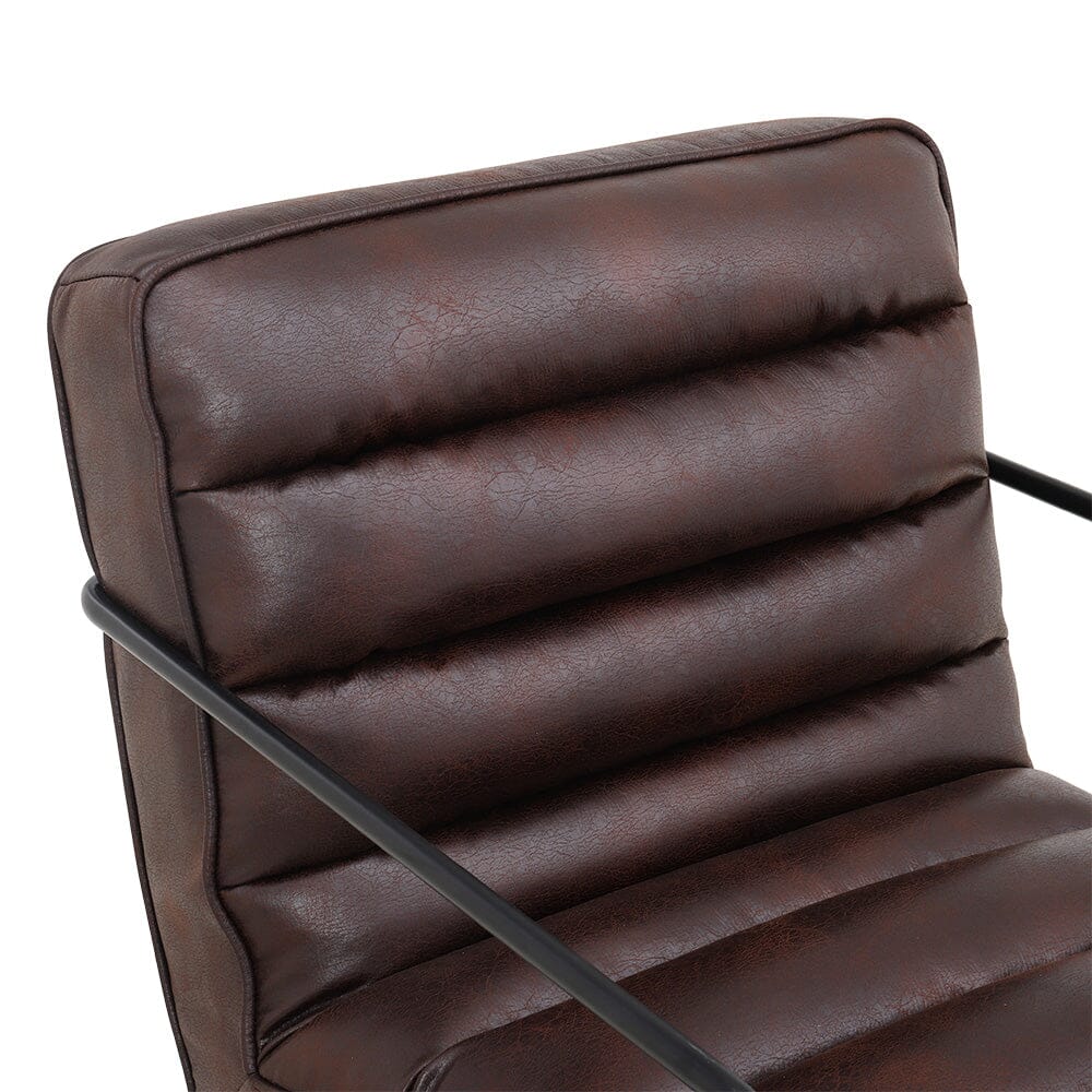 Retro Style PU leather Upholstered Armchair Metal Base Lounge Chair Lounge Chairs Living and Home 