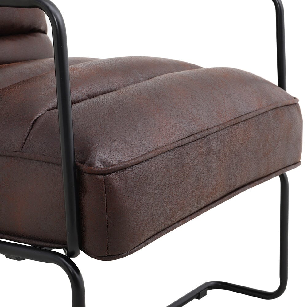 Retro Style PU leather Upholstered Armchair Metal Base Lounge Chair Lounge Chairs Living and Home 