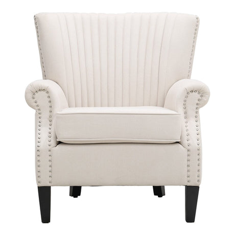 Deep Cushioned Armchair Channel Accent Chair with Nailhead Trim Wingback Chairs Living and Home 