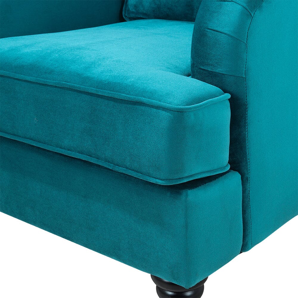 85cm Height Teal Velvet Padded Armchair with Removable Cushion – Living and  Home