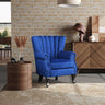 Velvet Upholstered Wingback Chair Thick Padded Armchair Green/Blue Wingback Chairs-AWIN Living and Home Blue 