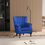 Velvet Upholstered Wingback Chair Thick Padded Armchair Green/Blue Wingback Chairs-AWIN Living and Home 