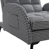 128.5cm 180-Degree Folding Houndstooth Recliner Chair Sleeping Sofa Chair with Footstool Recliners Living and Home 