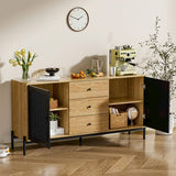 155cm W Natural Solid Large Sideboard Rattan Cabinet with Drawers Cabinets Living and Home 