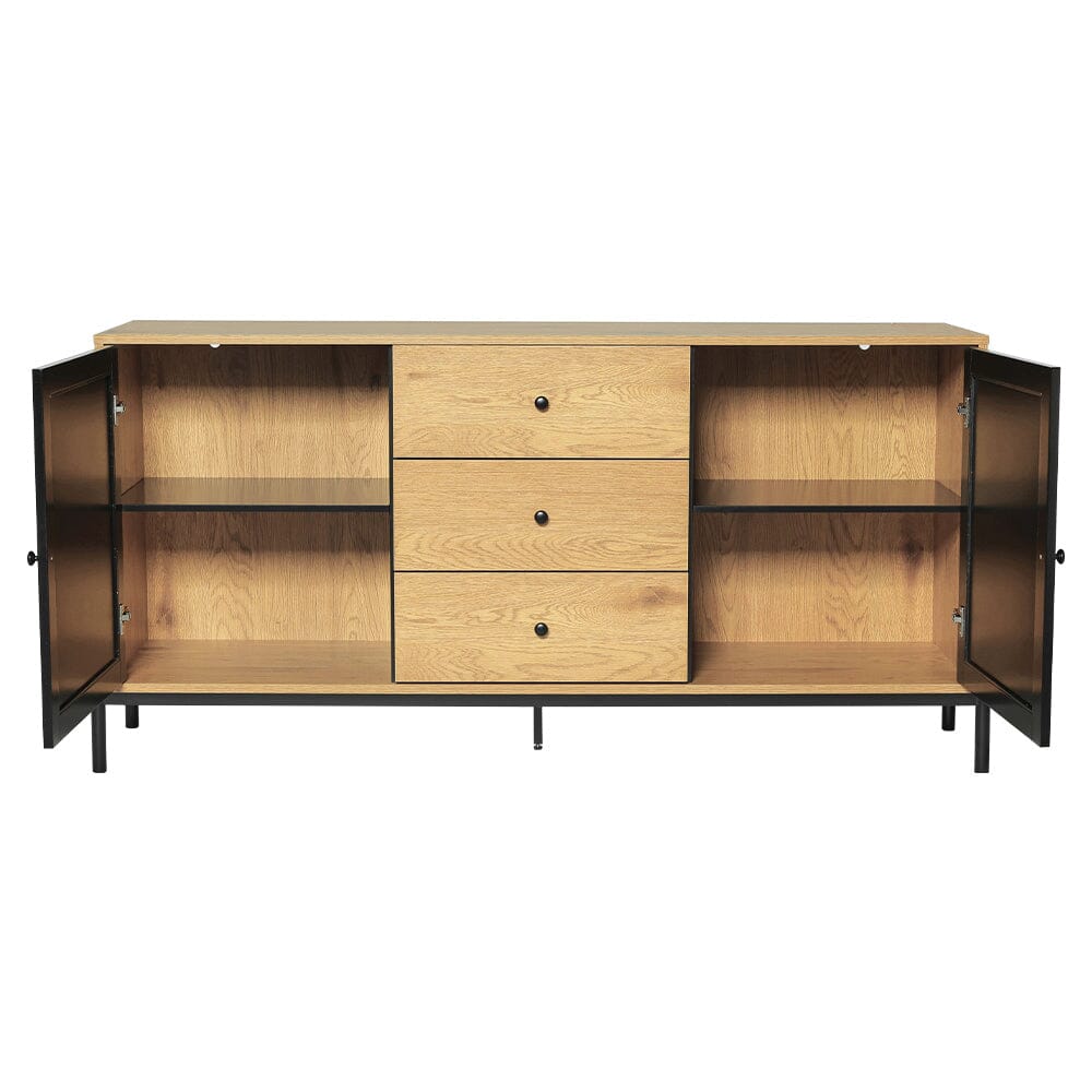 155cm W Natural Solid Large Sideboard Rattan Cabinet with Drawers Cabinets Living and Home 