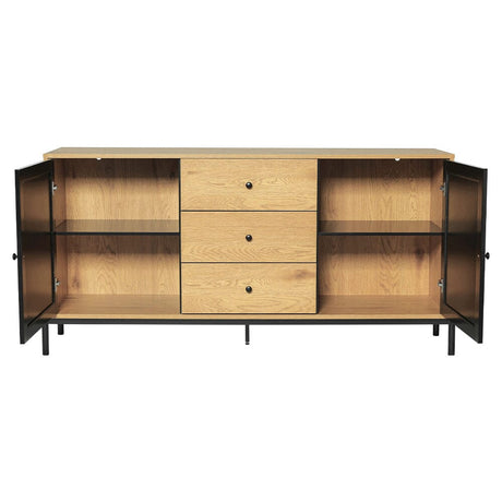 155cm W Natural Solid Large Sideboard Rattan Cabinet with Drawers Cabinets Living and Home 