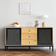 155cm W Natural Solid Large Sideboard Rattan Cabinet with Drawers Cabinets Living and Home 