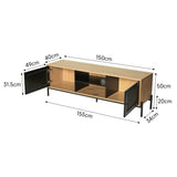 155cm W Rattan Wood TV Stand with Storage Cabinet TV Stands Living and Home 