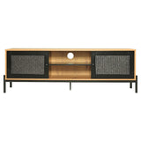 155cm W Rattan Wood TV Stand with Storage Cabinet TV Stands Living and Home 