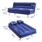 190cm Blue Sofa Bed Fabric Upholstered Tufted with 3 Seater Sofa Beds Living and Home 