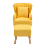 Yellow/Grey Contemporary Upholstered Wingback Chair and Footstool Set Wingback Chairs Living and Home 