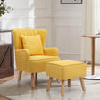 Yellow Contemporary Upholstered Wingback Chair and Footstool Set Wingback Chairs Living and Home 