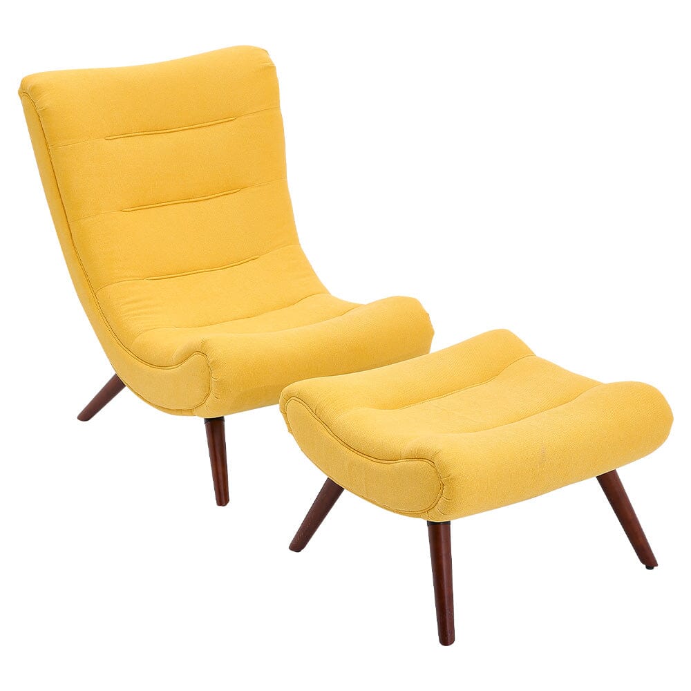 Modern Yellow Curved Accent Recliner with Ottoman Recliners Living and Home 