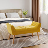 Tufted Fabric Bed Bench Upholstered Footstool Footstools Living and Home 