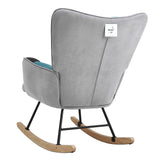 3ft Patchwork Upholstered Rocking Chair with Metal Legs Wooden Skates Rocking Chairs Living and Home 