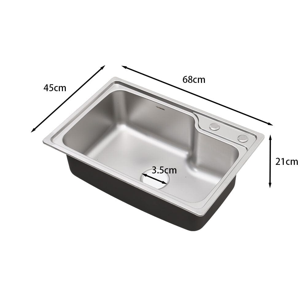 60/68cm W Stainless Steel Kitchen Sink Single Bowl Catering Kitchen Sinks Living and Home 