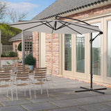 3M Light Grey Sun Parasol Hanging Banana Umbrella Outdoor Sun Shade Parasols Living and Home 