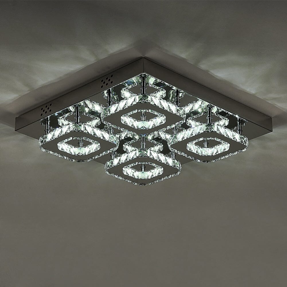 68 W Square LED Ceiling Light with Crystal Dimmable Warm Light Ceiling Lights Living and Home 