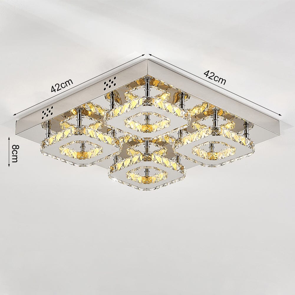 68 W Square LED Ceiling Light with Crystal Dimmable Warm Light Ceiling Lights Living and Home 