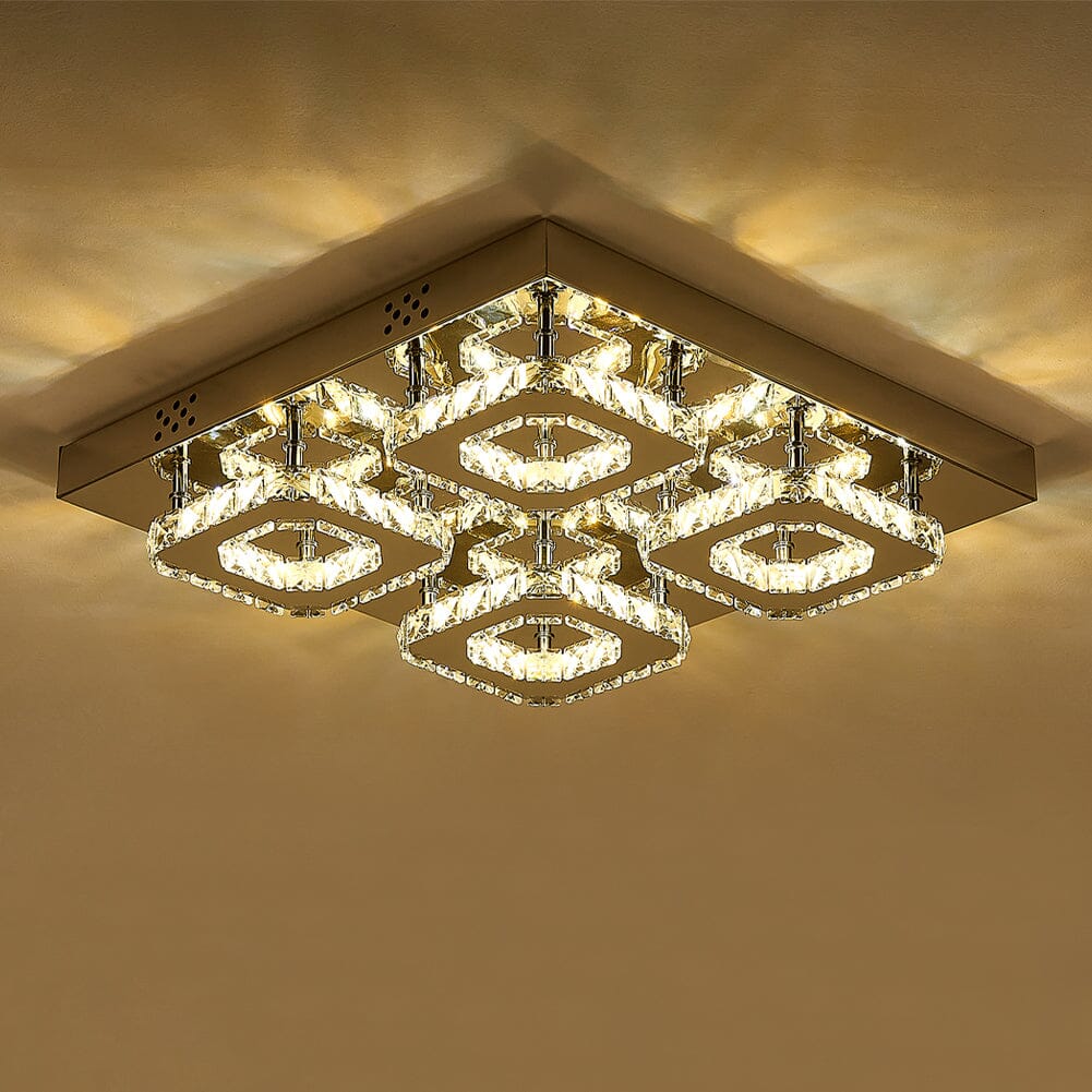 68 W Square LED Ceiling Light with Crystal Dimmable Warm Light Ceiling Lights Living and Home 