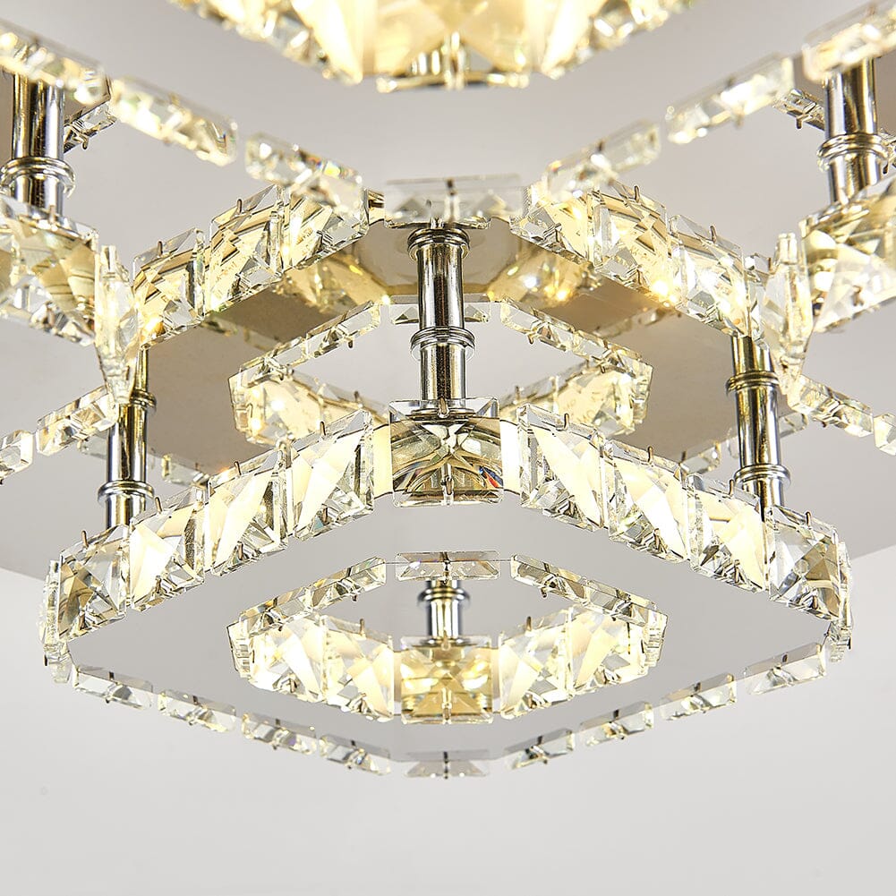 68 W Square LED Ceiling Light with Crystal Dimmable Warm Light Ceiling Lights Living and Home 