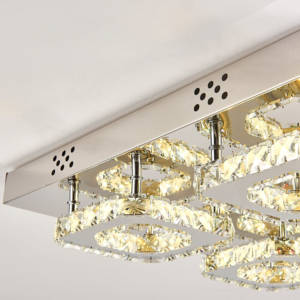 68 W Square LED Ceiling Light with Crystal Dimmable Warm Light Ceiling Lights Living and Home 