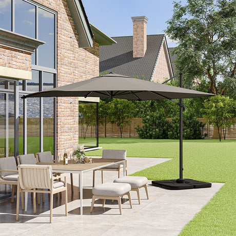 Garden Parasol Umbrella Cantilever Parasol with Parasol Base Parasols Living and Home 