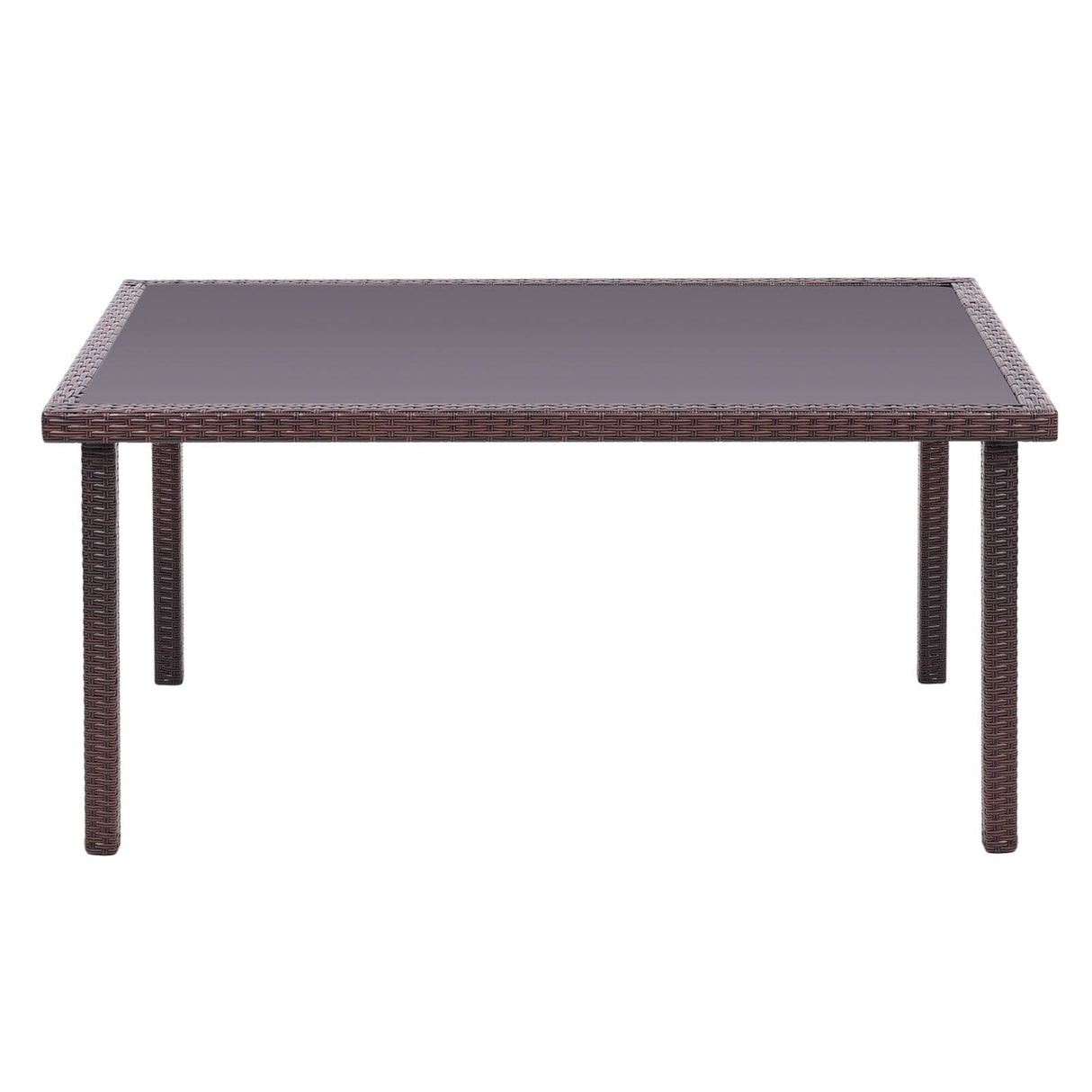 150cm Width Garden Table Dining Patio Outdoor Table Rectangle Table Black/Brown Garden Dining Tables Living and Home 