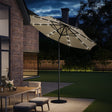 Beige 3m Patio Garden Parasol Sun Umbrella Sunshade Canopy With Solar LED Lights Parasols Living and Home 