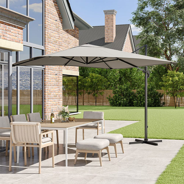 Grey 2.5m Cantilever Parasol with Base for Garden Parasols Living and Home 