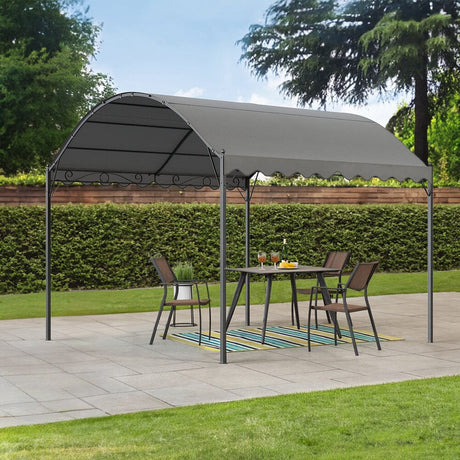 300cm Wide Outdoor Metal Arched Pergola with Shade Dark Grey Canopies & Gazebos Living and Home 