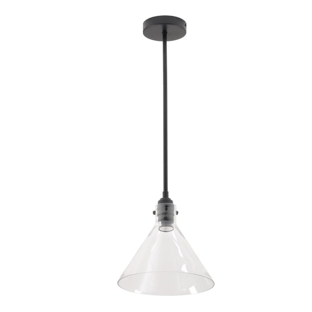 Matte Black 1-Light Pendant with Clear Glass Lampshade Pendant Lights Living and Home 